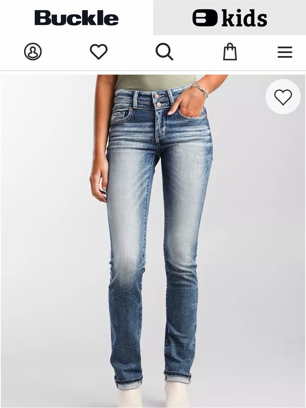 Buckle Skinny Jeans in Light Wash Blue 28x30